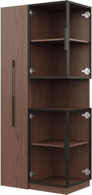 okwish Vitrinenschrank mit LED-Beleuchtung und Glastüren in Braun, B/T/H: 70 x 38 x 160 cm - Bild 1