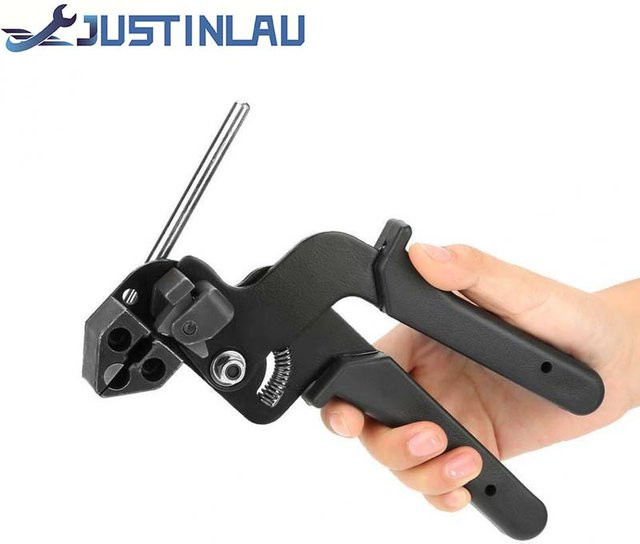 JUSTINLAU Automatische Kabelbinderpistole aus Edelstahl in Schwarz zum Befestigen und Schneiden von Kabelbindern - Bild 1