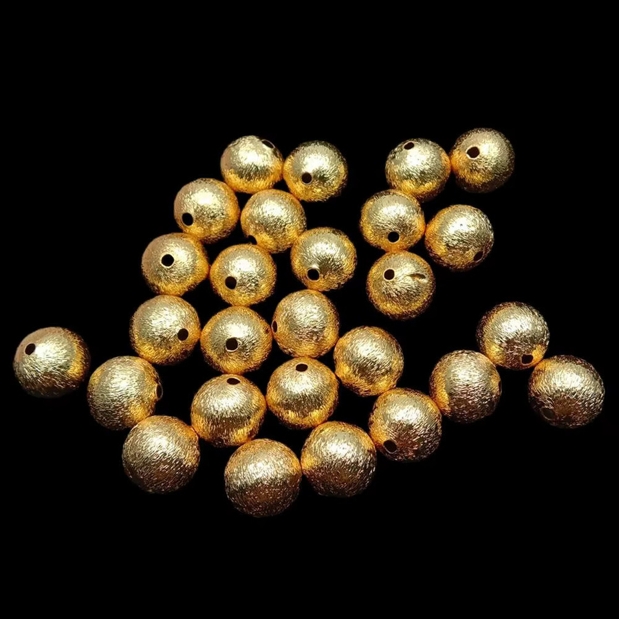 DIY-Perlen, rund, 14 mm, vergoldet, matte Oberfläche, Gold, Unisex - Bild 2