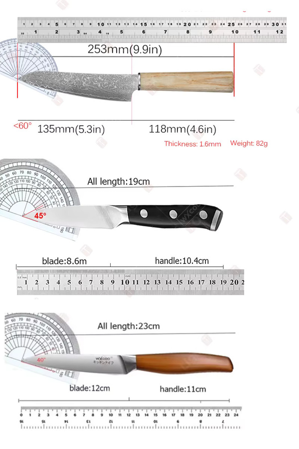 WXCOO Damaszener Stahlmesser mit VG10-Kern und Holzgriff als Allzweck-Küchenmesser für Fleisch, Obst und Gemüse inklusive Aufbewahrungsbox - Bild 6