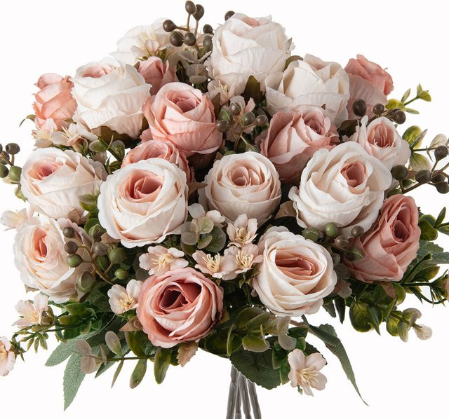 ZQCY Künstliche Seidenrose in Blau als Brautstrauß und Dekoration für Hochzeit, Festival und Garten - Bild 1