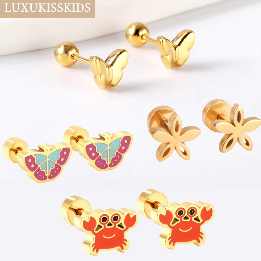 LUXUKISSKIDS Kirsch-Ohrstecker, Edelstahl, Gold, Mädchen - Bild 1