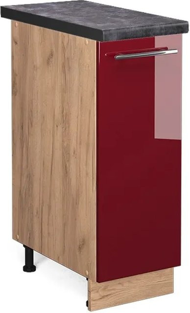 Vicco Apothekerschrank Fame-Line Anthrazit Hochglanz mit Eiche-Optik und Goldkraft, B/T/H: 30 x 60 x 82 cm - Bild 1