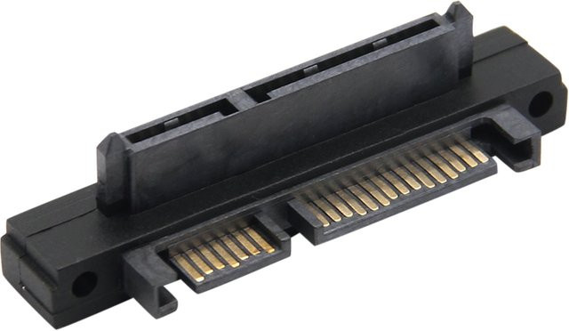 WYMECT SATA zu SAS Port Konverter Adapter, 90 Grad 7+15 Pin Stecker auf Buchse, Schwarz, 500 Mbit/s für SATA HDD und SSD Festplatten - Bild 1