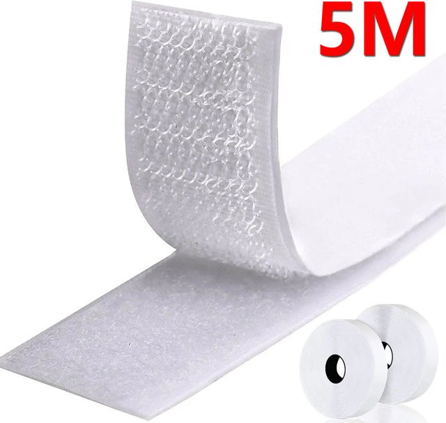 Selbstklebendes Klettband aus Nylon in Weiß, 5 Meter pro Paar, Breite: 20 bis 50 mm - Bild 1