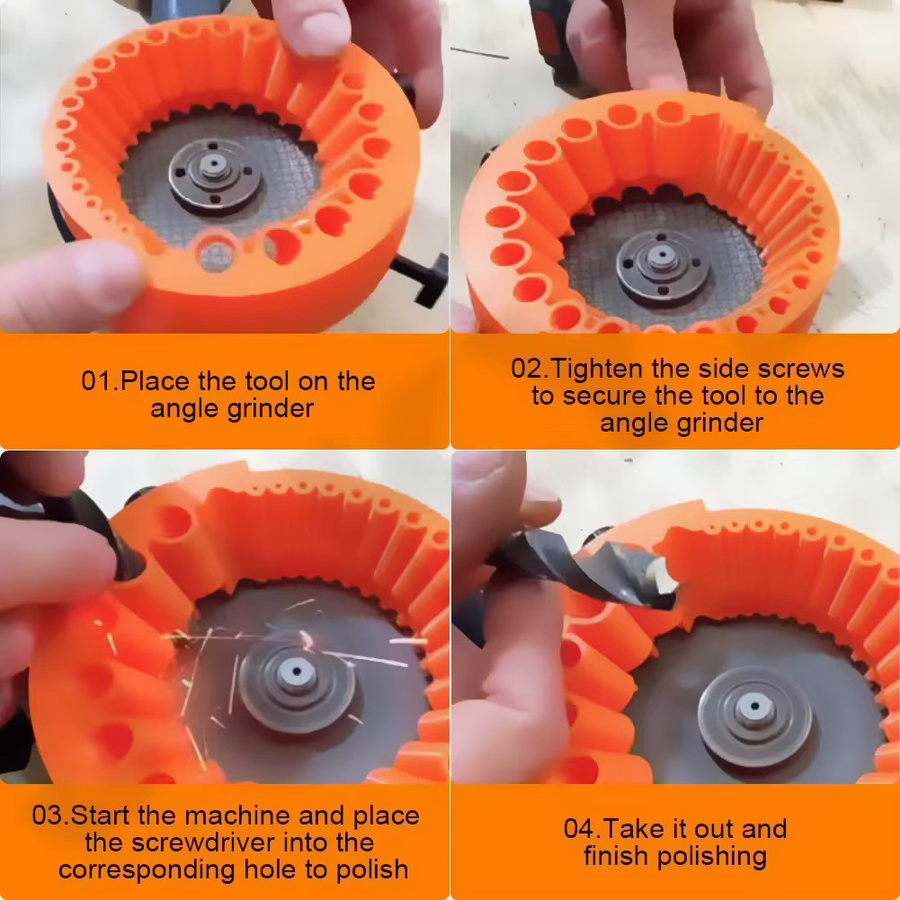 APWIKOGER Bohrerschärfer für 2 bis 13 mm in Orange mit Handschuhen und Winkelbohrer-Funktion als Schleifwerkzeug - Bild 5