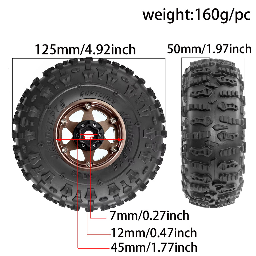 RS Red Spider, 4-teiliges Set, Metall Beadlock Räder Felgengummi, 1:10 - Bild 4