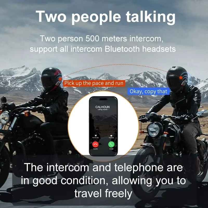 XINOWY Y80 2X Motorradhelm-Intercom Bluetooth-Headset V5.3 mit Freisprechfunktion und Geräuschunterdrückung in Schwarz - Bild 3