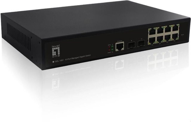 LEVELONE GEL-1061V2 L2 Managed Gigabit Switch mit 10 Ports und 2x GE SFP in Schwarz - Bild 1