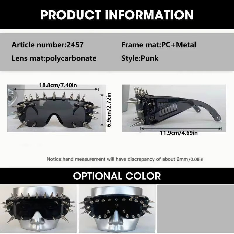 OCYCO Gothic Rivet Steampunk Sonnenbrille, Vollrand, rectangular, black, Unisex - Bild 2