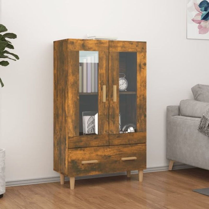 Vidaxl Highboard Retro in Räuchereiche Braun aus Holzwerkstoff und Glas, B/T/H: 70 x 31 x 115 cm - Bild 1