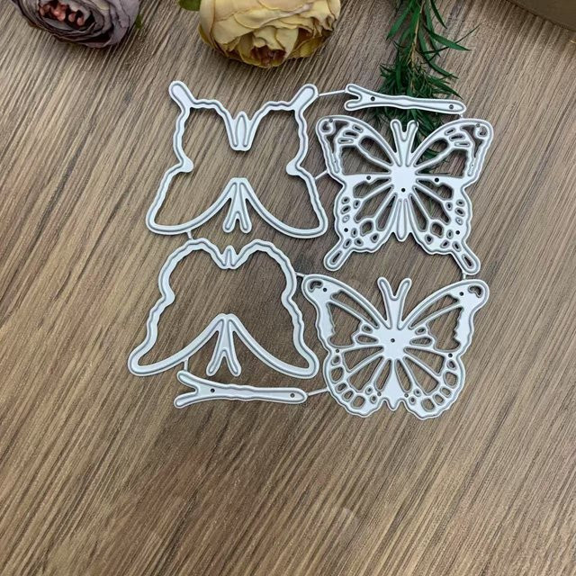 Doppelschichtige Schmetterlings-Metallstanzformen in Silber für DIY Scrapbooking, Kartenherstellung und Bastelarbeiten - Bild 1