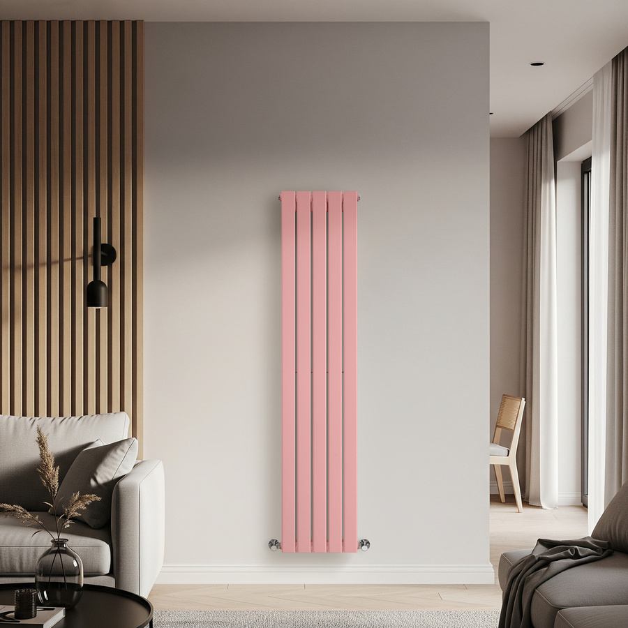 Einlagiger vertikaler Design-Heizkörper von Delta in Camellia Pink, Höhe: 160 cm, Breite: 35 cm - Bild 1