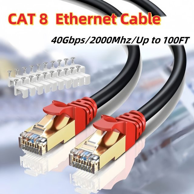 Miziqier Cat8 Ethernet LAN Kabel in Schwarz für Modem, Router und Gaming PC mit 40Gbps - Bild 1