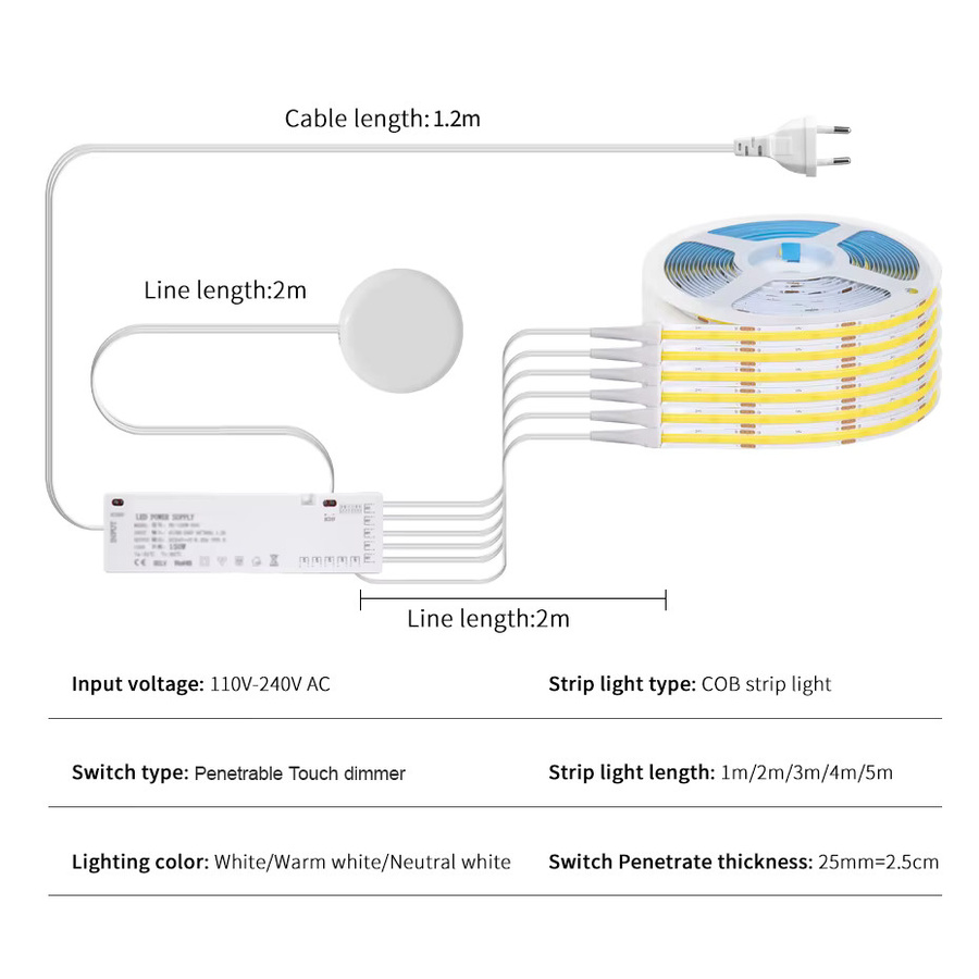 Asign COB-LED-Unterschrank-Sammellampe in Weiß, touch-dimmbar, DC 12 V - Bild 2