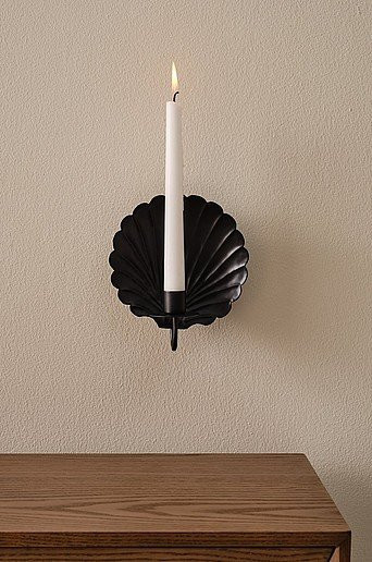 Jotex WALLE Wandkerzenhalter aus Metall für Stabkerzen in Schwarz oder Silber, B/T/H: 16,0 x 14,0 x 6,5 cm - Bild 1