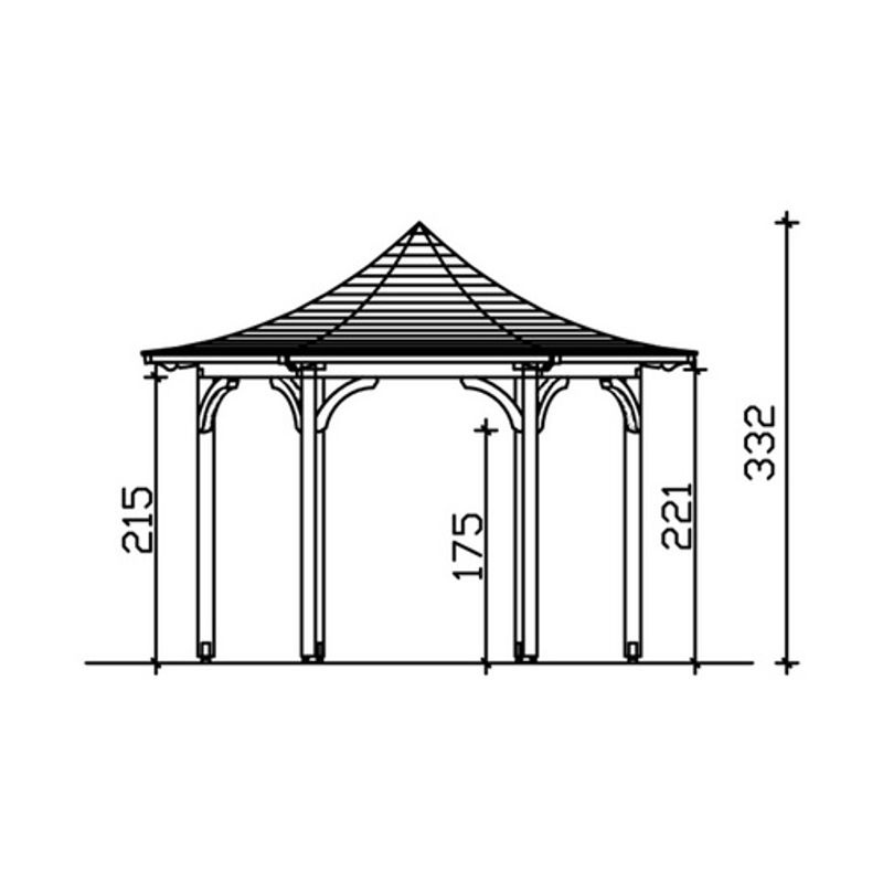 Skan Holz Pavillon Versailles aus weiß lackiertem Leimholz mit Zeltdach, B/H/T: 418 x 332 x 360 cm - Bild 4