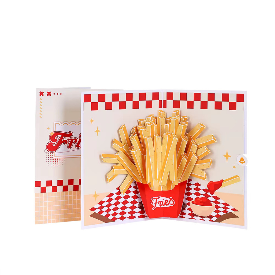 Opjoys 3D Pop-Up-Karte Pommes-Frites in Mehrfarbig für Geburtstage und besondere Anlässe - Bild 2