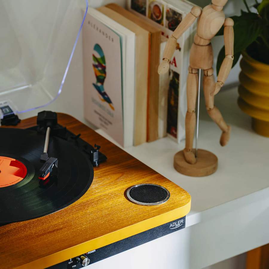 Adler Bluetooth und USB Plattenspieler in Braun mit Keramik-Inlay und RCA-Audioausgang für 7, 10 und 12 Zoll Schallplatten - Bild 4