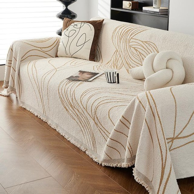 Super Six Sofaüberwurf aus Halb-Samt mit Ornament-Design, Breite: 180 cm, Tiefe: 130 cm - Bild 1