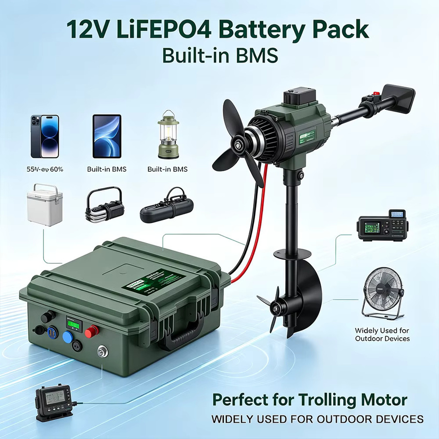 KEZIMO 12V 140Ah LiFePO4 Trolling-Motor-Batterie mit Bluetooth für Fischfinder und Angelboote - Bild 5