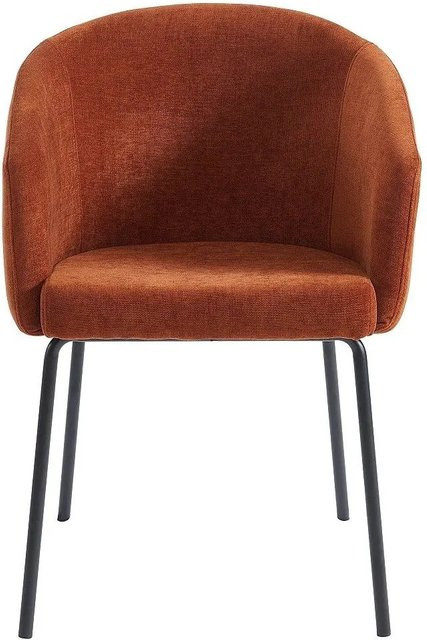 Vente-unique Stuhl Moroni in Terracotta mit Stoff und Metall, Breite: 56,5 cm - Bild 1