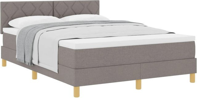 vidaXL Boxspringbett Hybrid mit Matratze und Taschenfederkern in Taupe, B/T: 160 x 200 cm - Bild 1