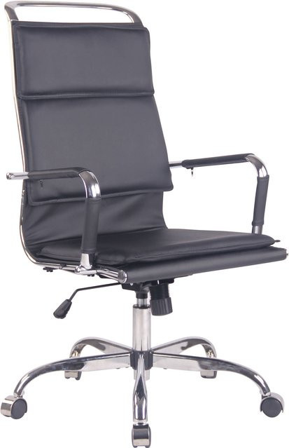 TPFLiving Bürostuhl Beta in Schwarz aus Kunstleder mit Armlehnen und Rollen, B/T/H: 63 x 58 x 120 cm - Bild 1