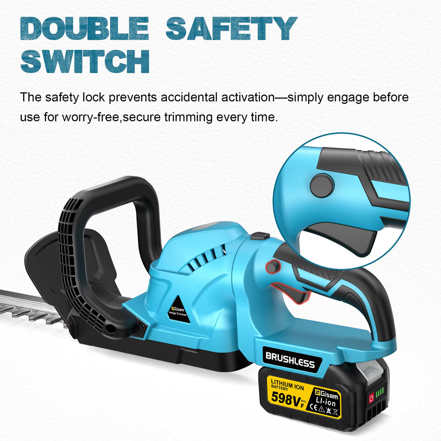 Gisam Bürstenloser elektrischer Heckenschneider und Trimmer für Makita LXT 18V Akku, Blau - Bild 5