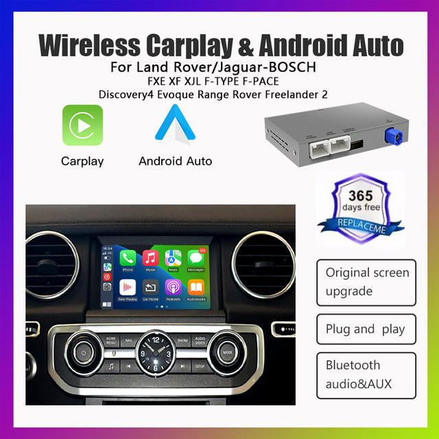 AUTOABC Drahtloses CarPlay und Android Auto Car Kit Freisprecheinrichtung für Jaguar Land Rover Discovery 4, Range Rover Evoque, Freelander 2, XE, XF und XJL - Bild 1