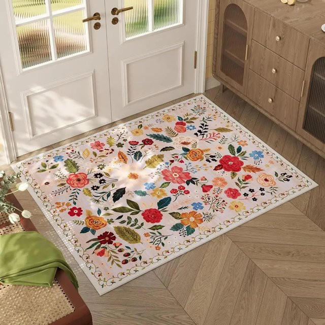 Lodestar Blumen Fußmatte im skandinavischen Stil, rutschfest und wetterfest, Mehrfarbig, B/T: 80 x 50 cm - Bild 1