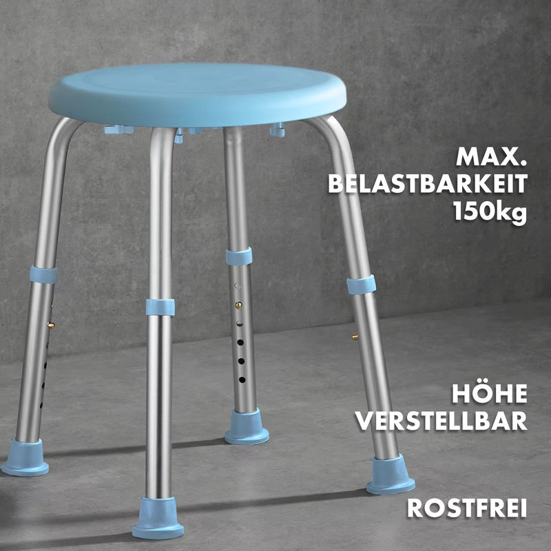 Floordirekt Duschhocker Pedro – Höhenverstellbarer und 360 Grad drehbarer Badhocker, rostfrei und rutschfest, belastbar bis 150 kg - Bild 2