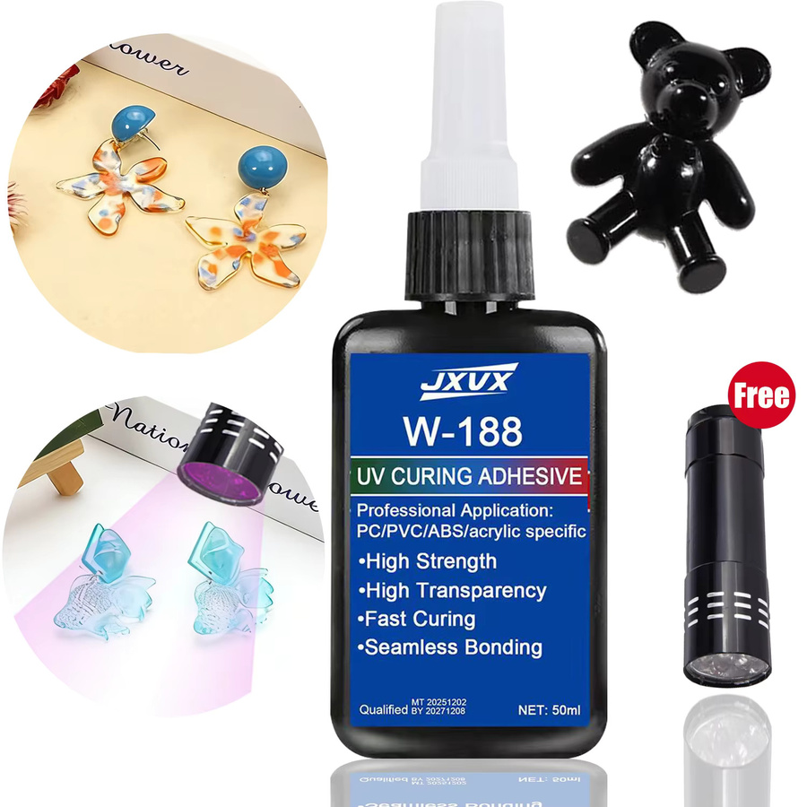 YZAN UV-Kleber Set mit Lampe, transparenter Epoxidharzkleber für Schmuckherstellung, wasserfest und schnell trocknend, 50 g - Bild 6