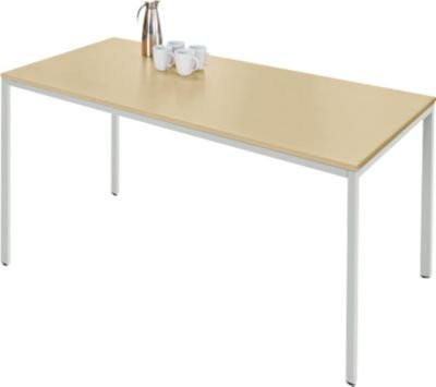 Schäfer Shop Pure Stahlrohrtisch mit melaminharzbeschichteter Spanplatte in Ahorn und Weißaluminium, B/T/H: 140 x 80 x 72 cm - Bild 1