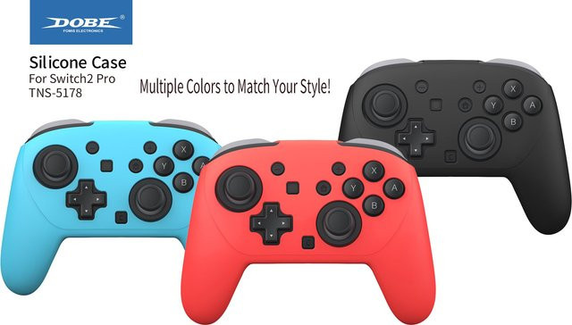 DOBE Ultradünne Silikonhülle TNS-5178 für Switch 2 Pro Controller in Schwarz und Multicolour zum Kratzschutz - Bild 1