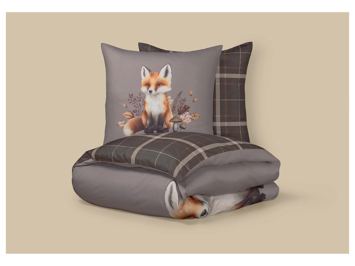 LIVARNO Mikrofaser-Satin-Wendebettwäsche mit floralem Design, Fuchs/Multicolor, B/H: 200 x 220 cm und Kissenbezug 80 x 80 cm - Bild 2