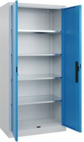 C+P Flügeltürenschrank Serie 89 aus verzinktem Stahl in Grau/Blau, abschließbar, H x B x T: 195,0 x 93,0 x 50,0 cm - Bild 1