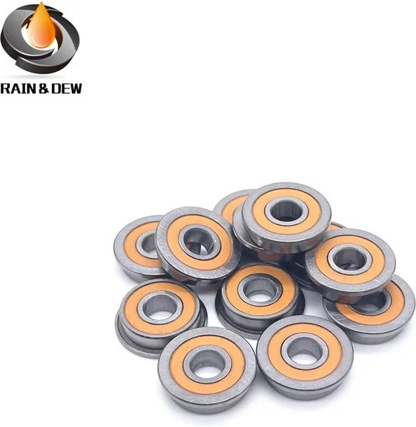 10 Stück Raindew F695 2RS Flansch-Kugellager ABEC-7 in Orange und Silber, Maße: B: 5 mm, H: 13 mm, T: 4 mm - Bild 1