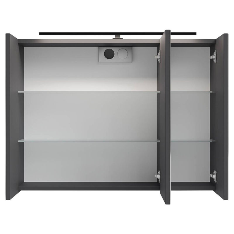 byLIVING Spiegelschrank SPREE in Anthrazit mit LED-Beleuchtung und Glastüren, B/H/T: 80 x 60 x 15 cm - Bild 3