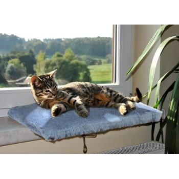 Rohrschneider Fensterliege für Katzen in Blau mit integriertem Spielball und Sisal-Elementen - Bild 2