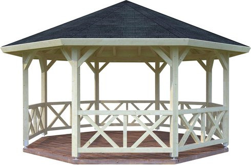 Achteckiger Pavillon PALMAKO Betty 2 mit Spitzdach in Braun, B/T/H: 551 x 551 x 346 cm - Bild 1