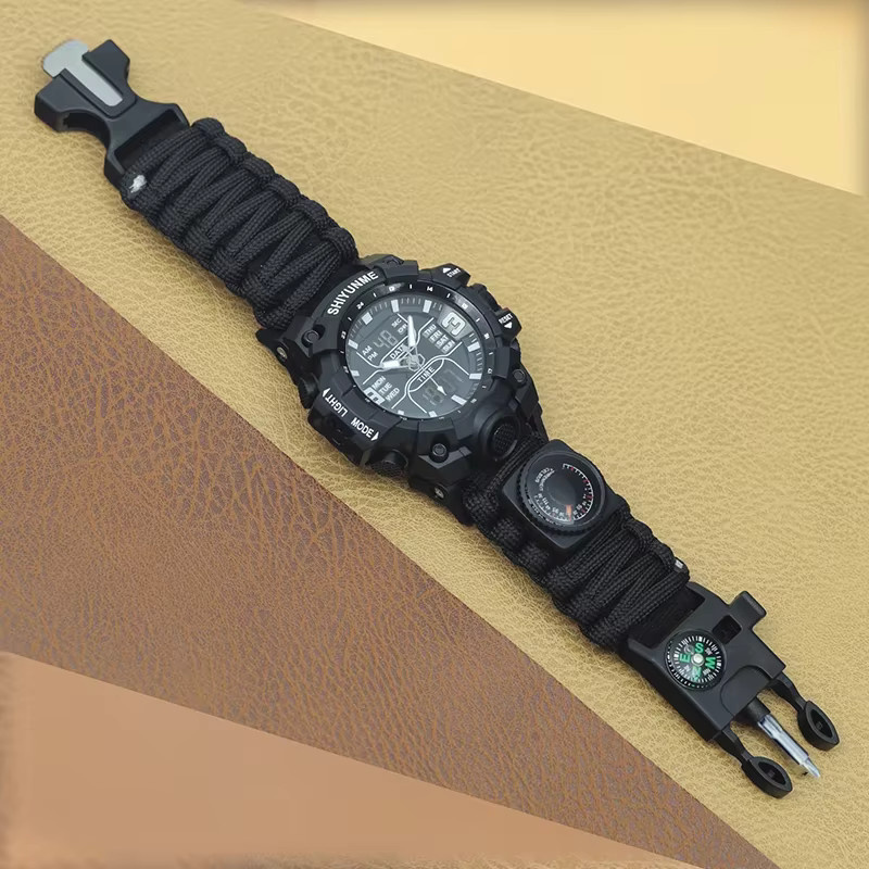 SHIYUNME Armbanduhr, Quarz, Kompass, Thermometer, Schwarz, Herren - Bild 4