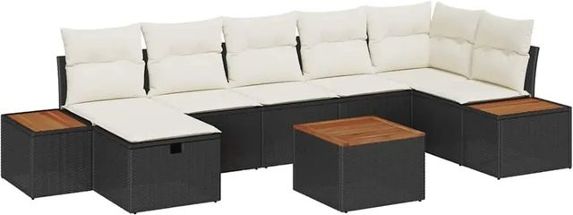 vidaXL Garten-Sofa-Set mit 8 Teilen aus Poly-Rattan und Metall in Schwarz - Bild 1