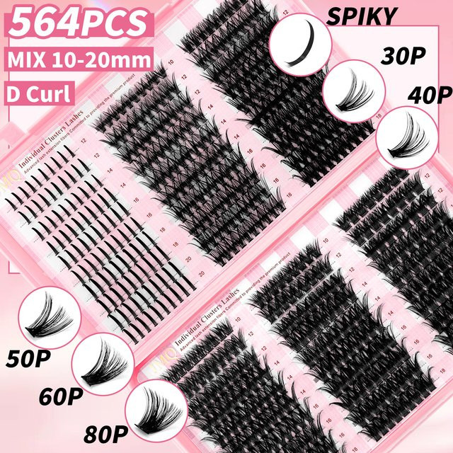 LAKANAKU Wimpernverlängerung Kit, D Curl, Cluster Wimpern - Bild 1