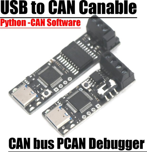 DykbRadio USB-C zu CAN Pro CANable Adapter, PCAN USBCAN Bus Debugger Analysator mit Python SLCAN Candlelight Firmware, Schwarz - Bild 1