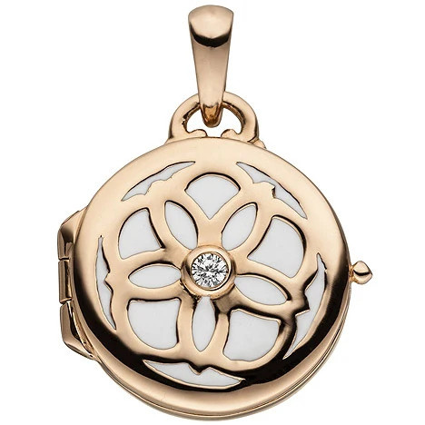 Colfem Medaillon rund, 925 Silber, Roségold vergoldet, Zirkonia, Unisex - Bild 1