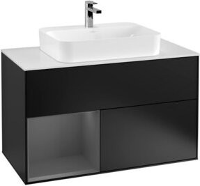V&B Waschtischunterschrank Finion 100 mit Wandbeleuchtung, Anthrazit, B/T/H: 100 x 50,1 x 50,1 cm - Bild 1