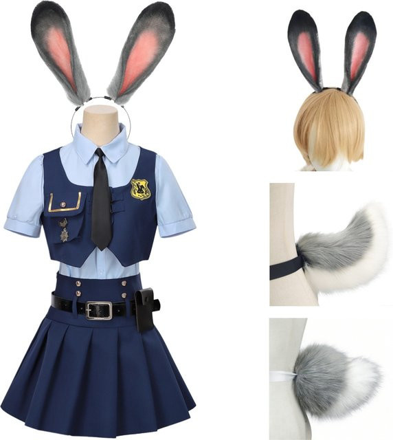 SKYSSIGN Judy Hopps Cosplay Kostüm Frau, Blauer Rock Set, Blau - Bild 1