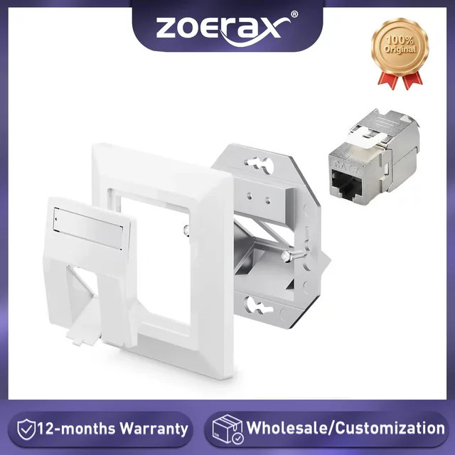 ZoeRax 1-Port Unterputz-Netzwerkbuchse RJ45 Ethernet-Datenbuchse in Weiß mit geschirmten Keystone-Buchsen für CAT8 CAT7 CAT6A - Bild 1