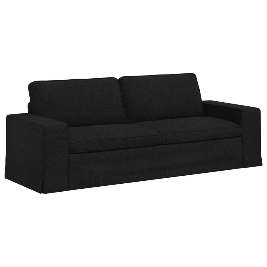 vidaXL Sofa Schwarz aus Stoff mit Metallrahmen und Armlehnen, B/T/H: 222 x 80 x 82 cm - Bild 2